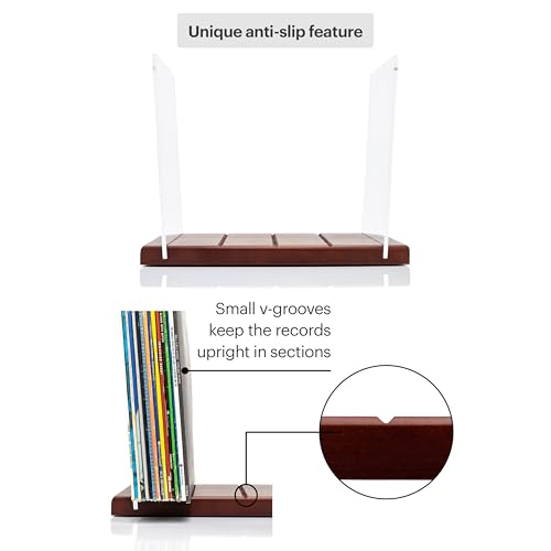 Mid-Century Vinyl Record Storage Holder - Holds 60-70 LP Albums, Brown