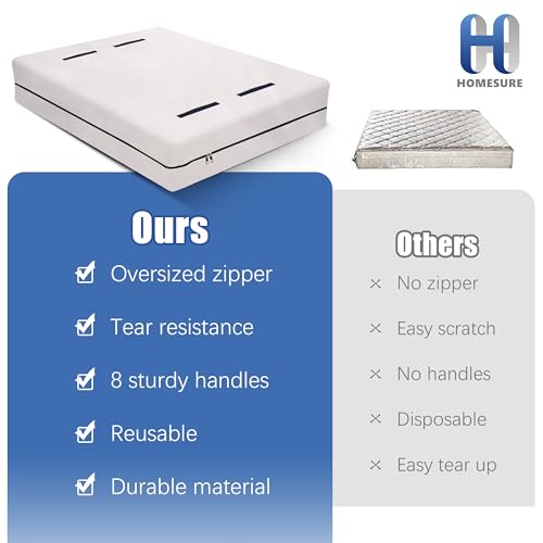 Heavy-Duty Mattress Bag for Moving & Storage - Queen Size