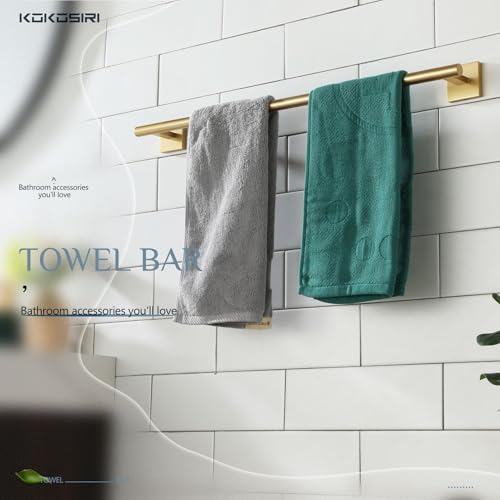 20-Inch Brushed Gold Towel Bar, SUS 304 Stainless Steel Bathroom Rail