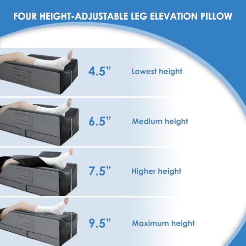 Adjustable Leg Elevation Pillow for Surgery Recovery - 4 Heights