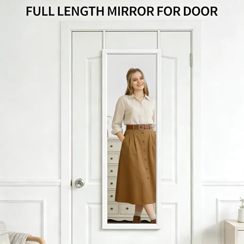Full Length Mirror 48x16 Inch Over-the-Door or Wall Mounted Body Mirror