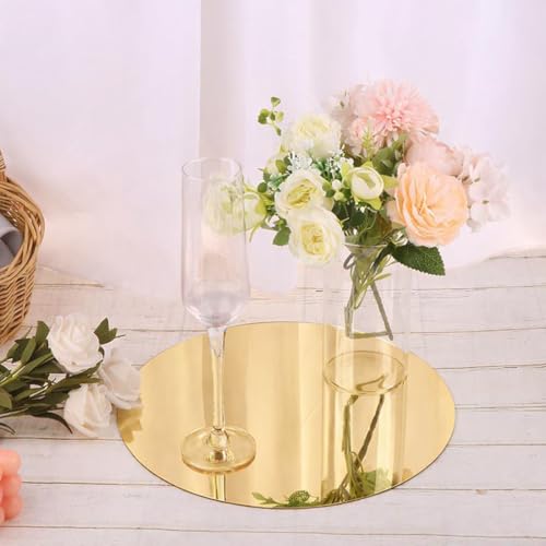 24 Pack 12-Inch Round Acrylic Mirror Trays for Wedding Table Centerpieces