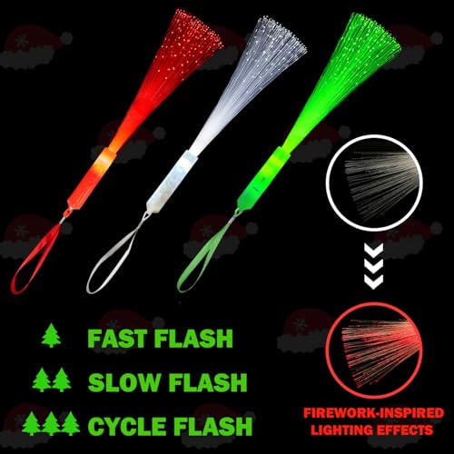 Christmas Fiber Optic Wand Party Favors - 12 Pack, Kids Light Up Toys, Holiday Decorations