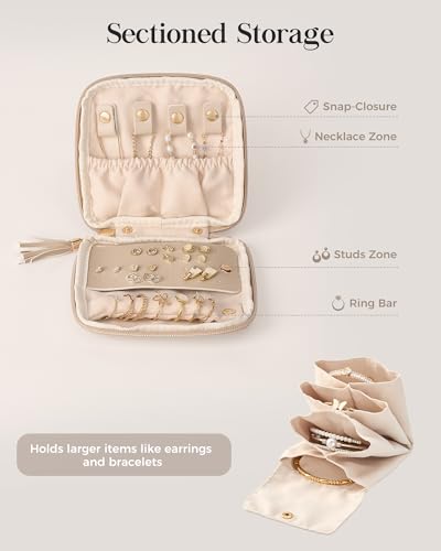 Small Travel Jewelry Organizer Case, Soft Velvet Pouch for Jewelry Storage