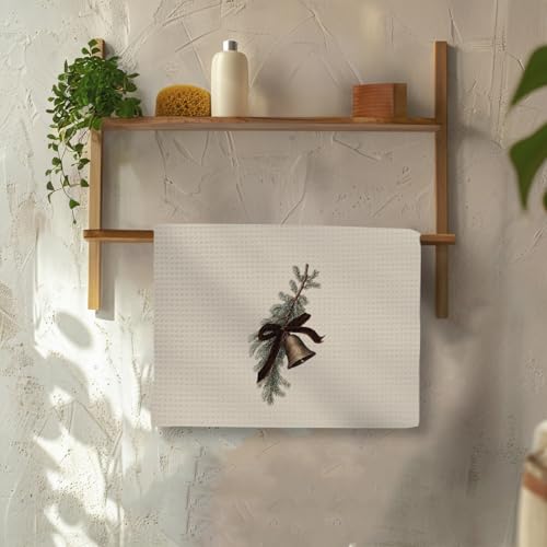 Oindade Bell Christmas Kitchen Towel 16x24in - Winter Pine Tree Hand Towel (Variation: Bell)