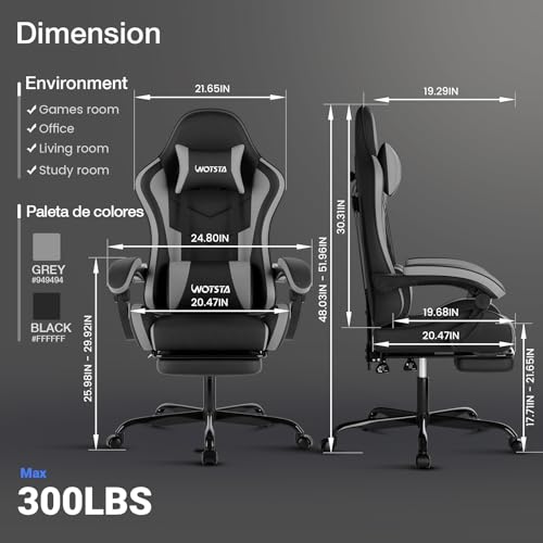 Ergonomic Gaming & Office Chair with Footrest, Recliner & Lumbar Support