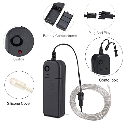 3m Flexible Yellow EL Wire Neon Light Strip with Battery Powered Controller