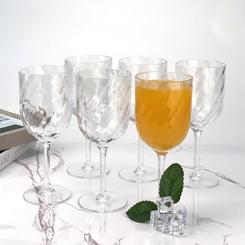 Set of 6 Unbreakable 12 oz Acrylic Wine Glasses, Stackable Plastic Tumblers