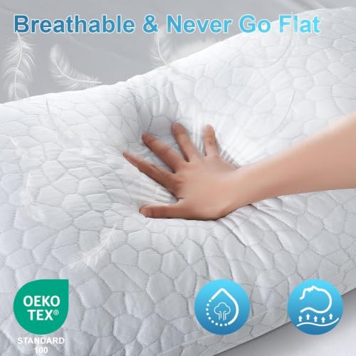 QUTOOL Cooling Memory Foam Pillow Set of 2 - Adjustable Firmness for Hot Sleepers