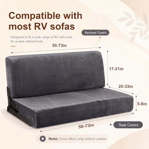 RV Couch Covers for Sofa Bed - 2-Piece Velvet Slipcovers