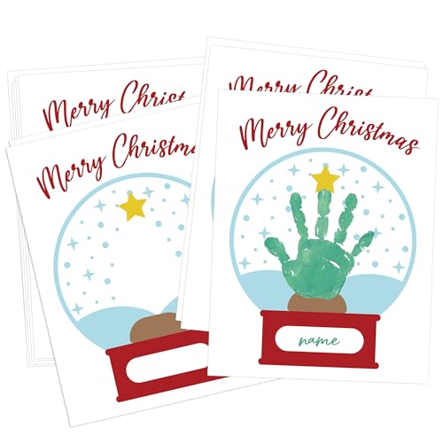 Christmas Handprint Art Cards 10-Pack - DIY Finger Paint Greeting Cards for Kids
