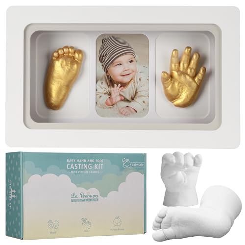 Baby Hand & Foot Casting Kit with Shadow Box Frame - 3D Plaster Mold Keepsake