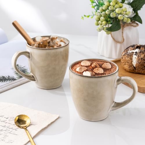 GBhome 12oz Ceramic Coffee Mug Set - Durable Stoneware Cups for Tea, Latte, Hot Cocoa, Dishwasher & Microwave Safe, Pack of 6