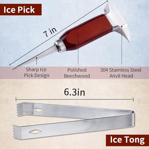 Anvil Ice Pick Stainless Steel Ice Crusher with Wood Handle - Professional Bar Tool