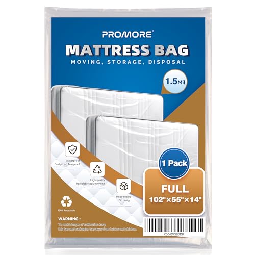 PROMORE Full Size Plastic Mattress Bag for Moving & Storage - 1.5 Mil