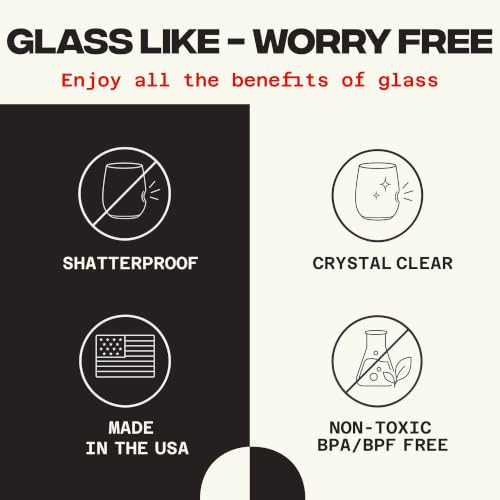 Govino 16oz Unbreakable Stemless Wine Glasses Set of 4 - Shatterproof Plastic Drinkware