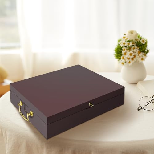 Solid Wood Silverware Storage Chest with Velvet Lining and Handles