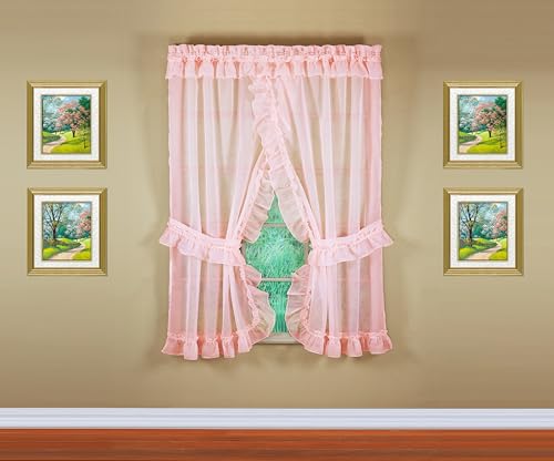 Emelia Priscilla Sheer Curtain Set - 60" W x 63" L, Rose