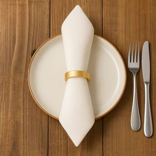 12-Piece Semicircle Stainless Steel Napkin Rings, Matt Gold Table Decor