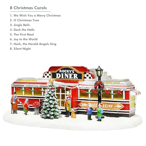 Retro 1950s Diner Christmas Village Building with LED Lights & Music