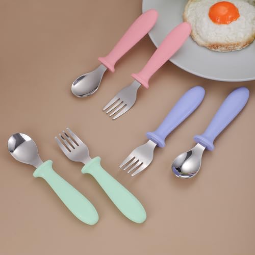 6-Piece Stainless Steel Toddler Utensils Set - Kids Fork and Spoon Set