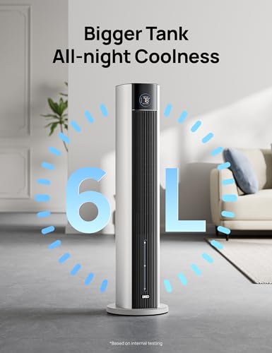 Evaporative Air Cooler 43 Inch Tower Fan with Humidifier and App Control