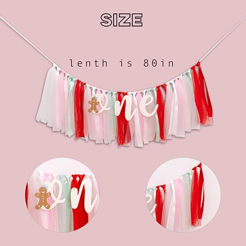 ZAIBIANHAO Snowflake Banner Red Christmas Gingerbread High Chair Decoration - 1st Birthday