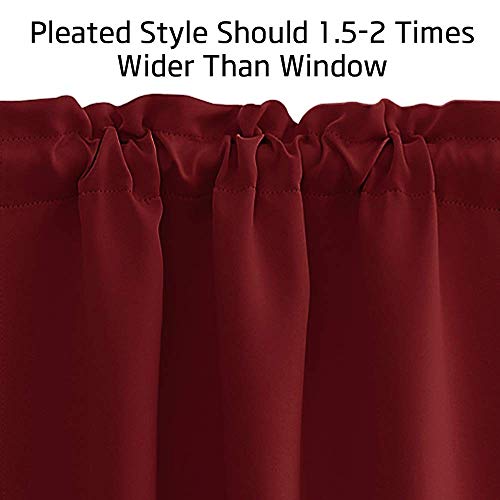 Burgundy Red Kitchen Short Curtains - 30 Inch Farmhouse Tier Drapes, 2 Panels