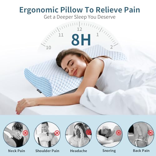 Ergonomic Cervical Pillow for Neck Pain Relief - Adjustable Memory Foam