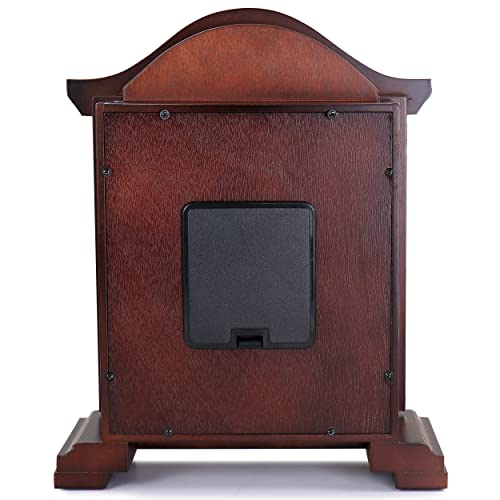 Redwood Mantel Clock with Melodic Hourly Chimes and Volume Control