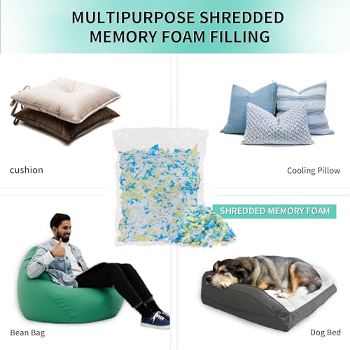 10lbs Shredded Memory Foam Bean Bag Filler for Pillows and Pet Beds