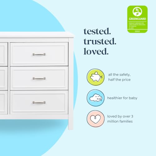 6-Drawer Nursery Dresser in White - Solid Wood Changing Table Storage