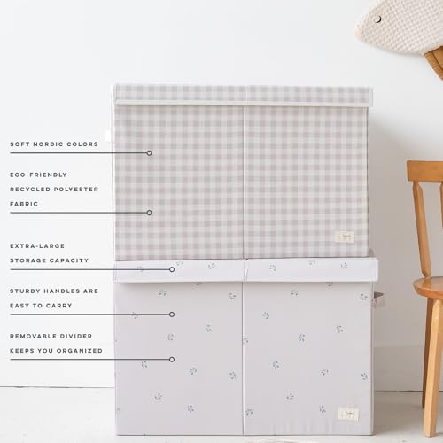 Extra Large Recycled Fabric Toy Chest with Lid, Collapsible Storage Bin