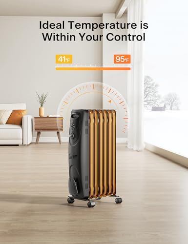 Electric Oil Filled Radiator Space Heater 1500W Portable