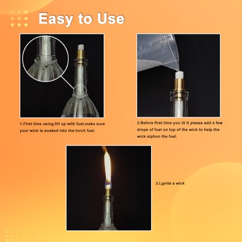 DIY Wine Bottle Torch Kit 8 Pack - 13.7 Inch Wicks & Brass Mounts