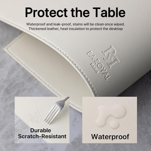 Faux Leather Placemats Set of 6 - Washable Heat-Resistant Table Mats