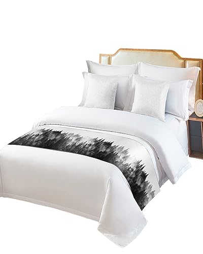 Black Forest Abstract Landscape Bed Runner for Queen Size Bed, 83x20
