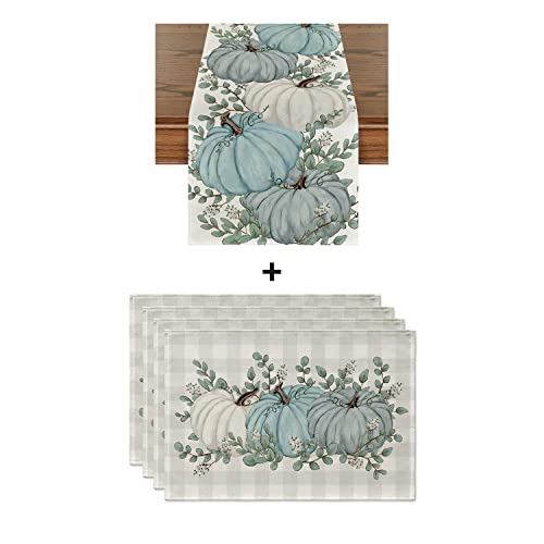 Artoid Mode 4-Piece 12x18 P Spring Table Mats & 13x72 Inch Table Runner Set