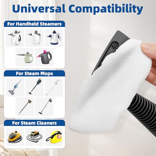 8 Pack Microfiber Steam Cleaner Cloth Covers, Washable Elastic Pads