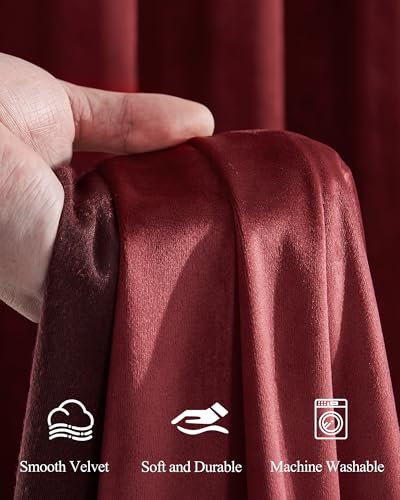 StangH Red Velvet Curtains 52x90 Inches, Set of 2 - Burgundy Red Christmas Decor