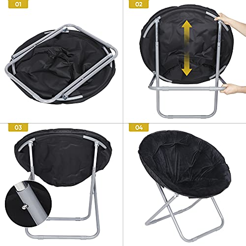 Folding Moon Chair, Padded Faux-Fur Lounge Chair for Bedroom and Dorm