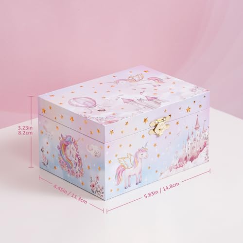 Musical Unicorn Jewelry Box for Girls with Spinning Figurine