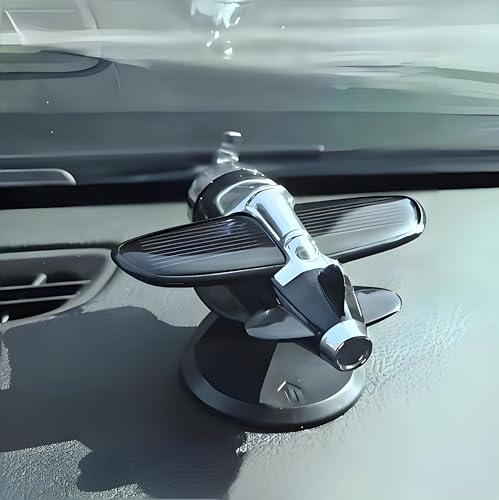 Solar-Powered Aircraft Dashboard Ornament - Rotating Propeller Car Decor