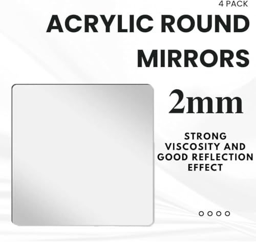 6 Pack Acrylic Mirror Tiles, 8x8 Inch Self-Adhesive Flexible Wall Mirrors