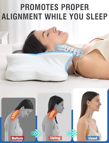 Ergonomic Cervical Neck Pillow for Side Sleepers - Adjustable Memory Foam Support
