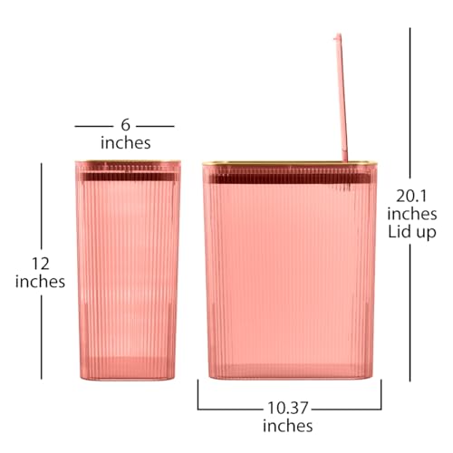 Slim Plastic Bathroom Trash Can 2.6 Gallon with Pop-Up Lid