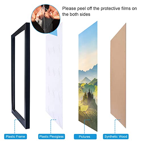 21x29 Black Picture Frame with Clear Plexiglass - Wall Hanging Poster Frame