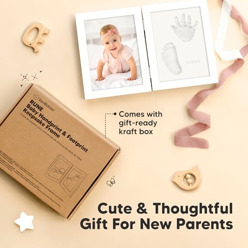 Baby Hand and Footprint Frame Kit - Air Dry Clay Newborn Keepsake (Alpine White)