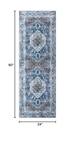 2x5 Ft Washable Boho Runner Rug - Non-Slip Vintage Oriental Floor Carpet