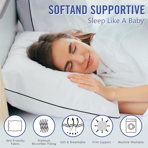 Hotel Collection Bed Pillows Set of 2 - Soft Down Alternative Standard Pillows
